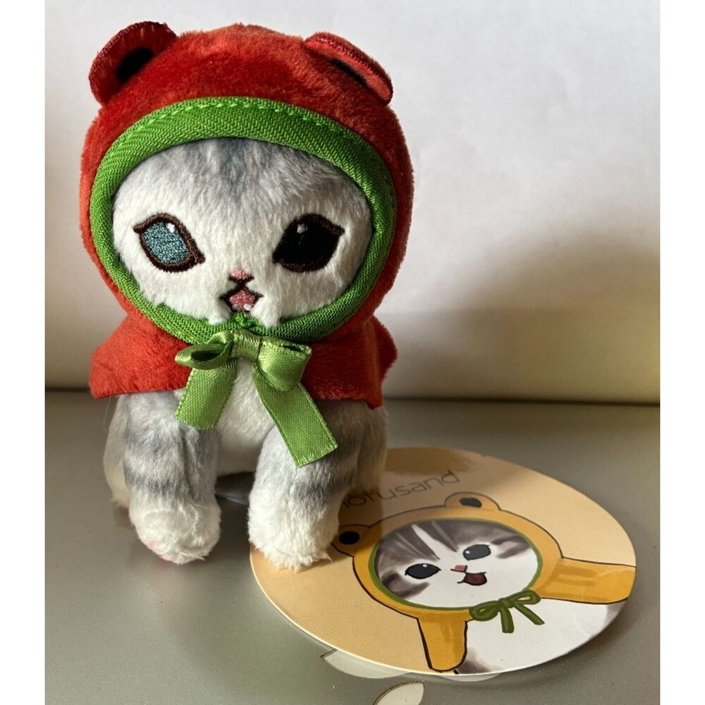 Mofusand Kaeru Cat in Hoodie Brown Frog Nyan Mascot 3.5" Mini Plush Japan RARE